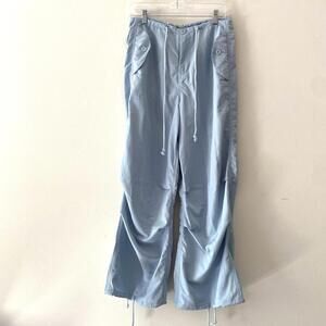 Edikted blue wide leg ruched parachute pants